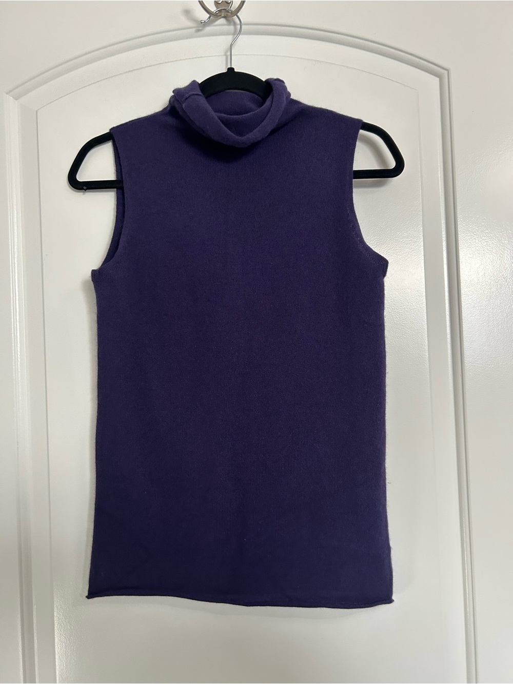 DKNY 90s 100% Cashmere Sleeveless Cowl Neck Sweater Royal Purple Size S Fall